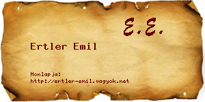 Ertler Emil névjegykártya